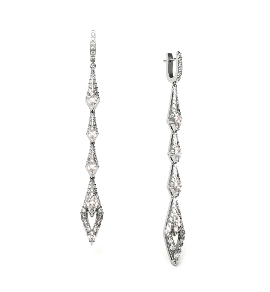 Long chain earrings with diamond set