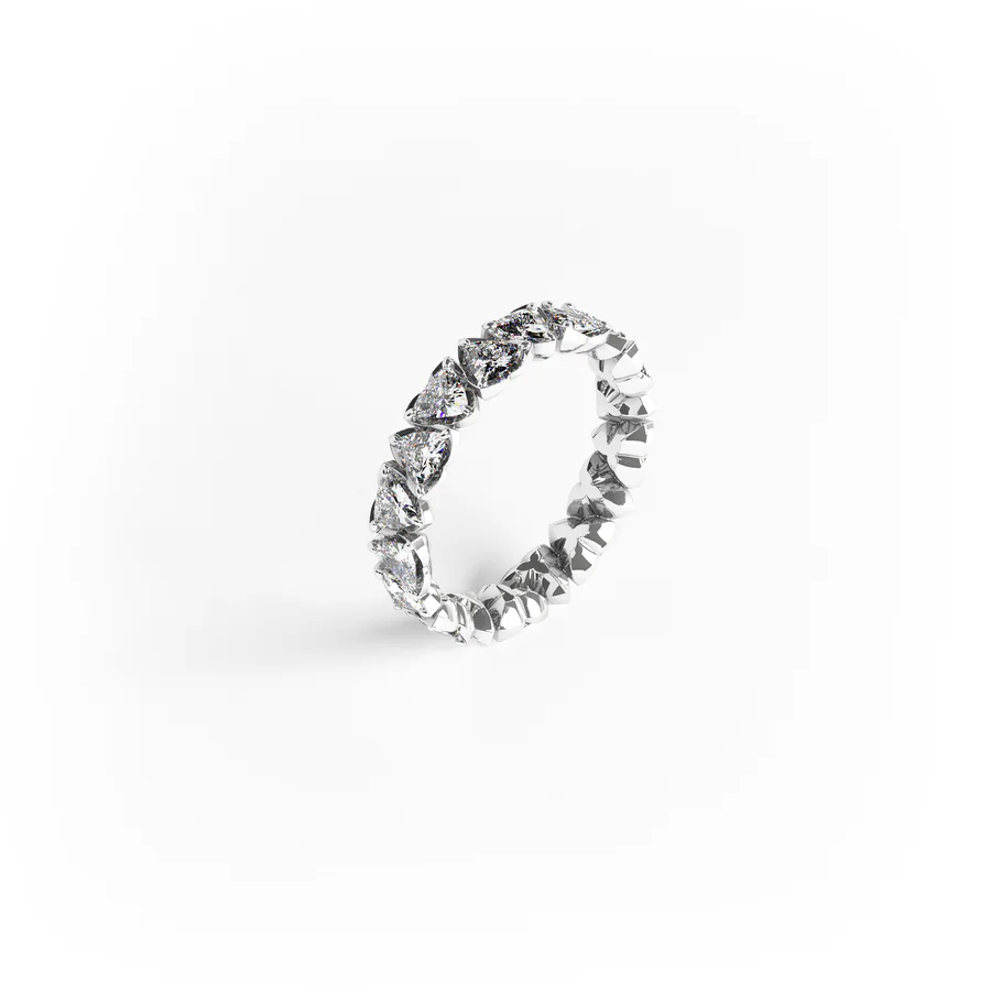 Band Ring in white gold with trillione stones hover image