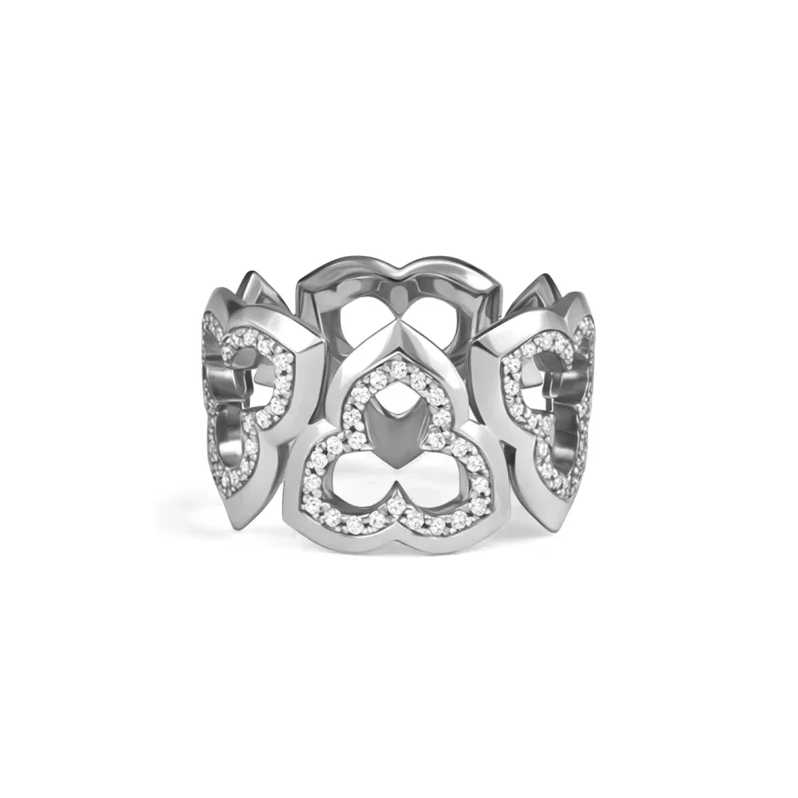 Wide Ring in white gold with diamonds