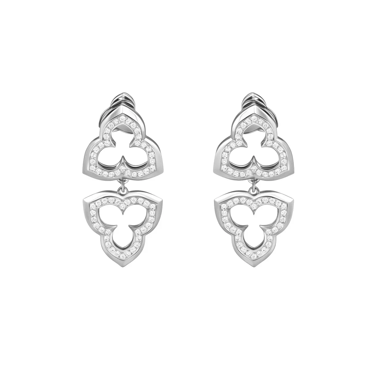 Double module earrings in white gold with diamonds image 1