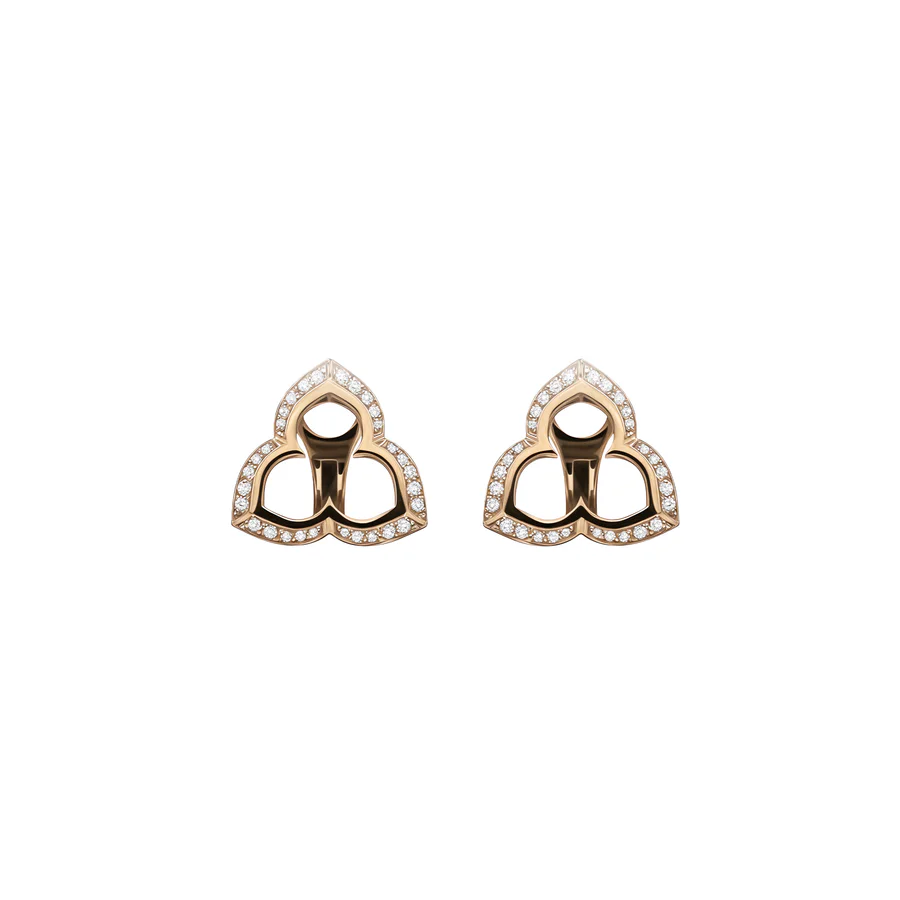 Earrings with omega lock in gold with diamonds