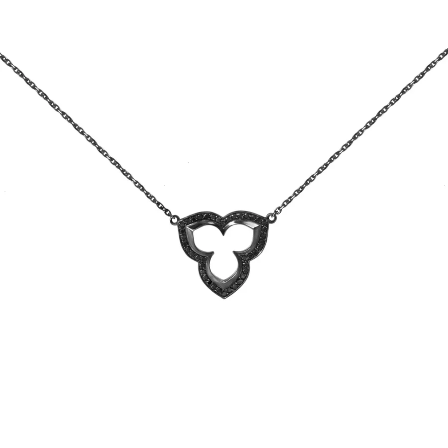 Pendant necklace in black gold with diamonds