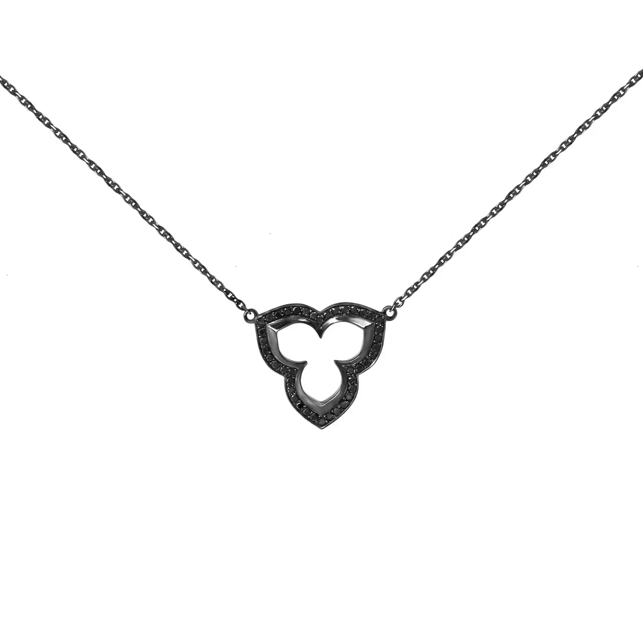 Pendant necklace in black gold with diamonds image 1