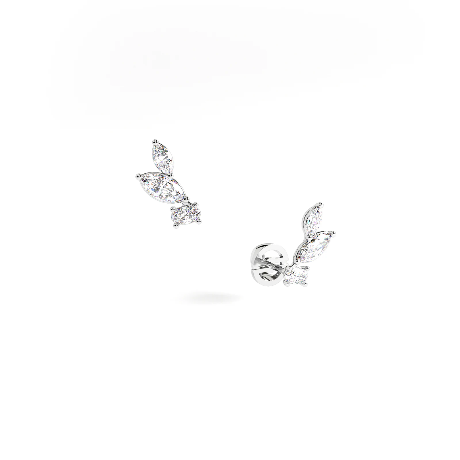 Puset earrings in white gold with tree diamonds image 1