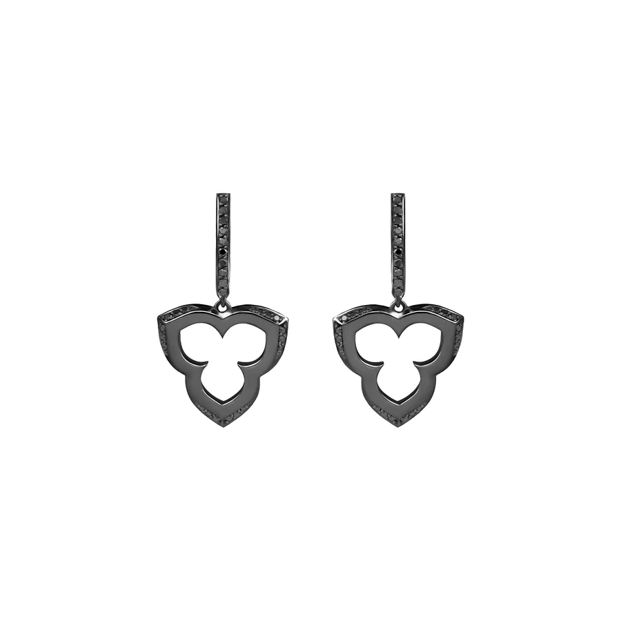 Pendant earrings in black gold with diamonds