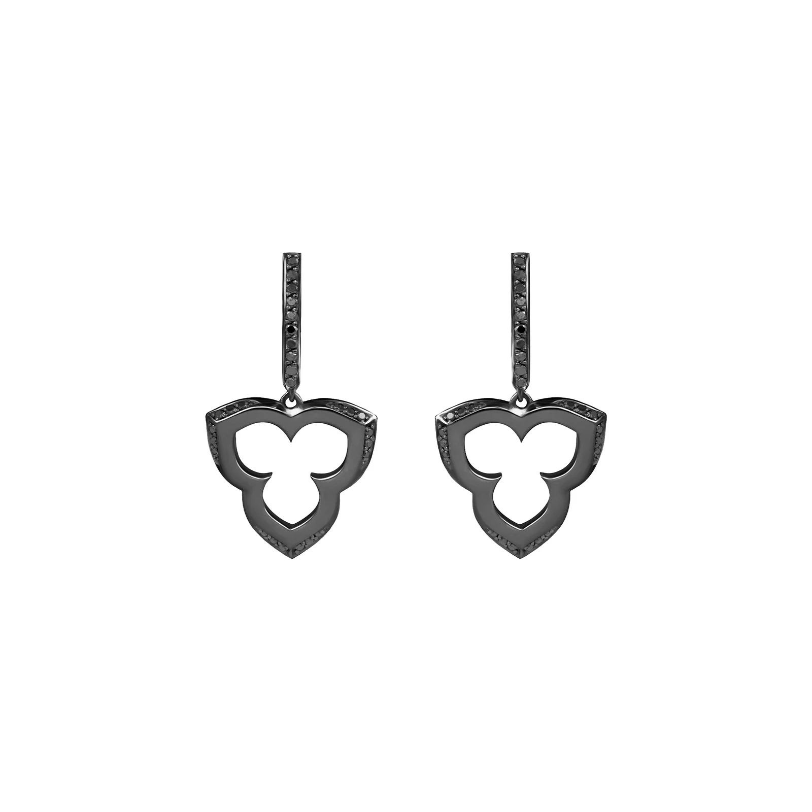 Pendant earrings in black gold with diamonds image 1