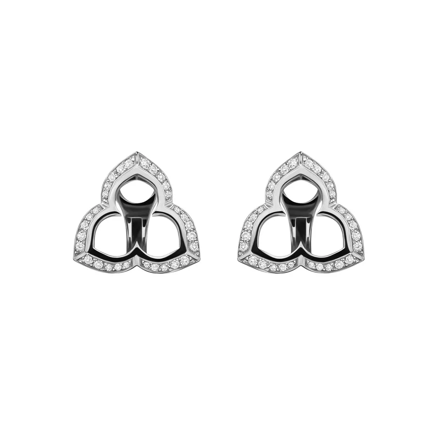 Earrings with omega lock in white gold with diamonds