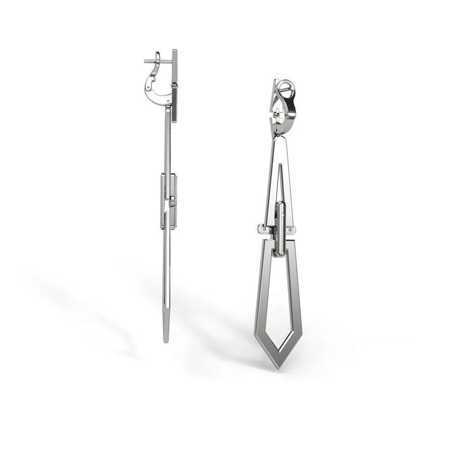 Long earrings with diamond crosses in white gold hover image