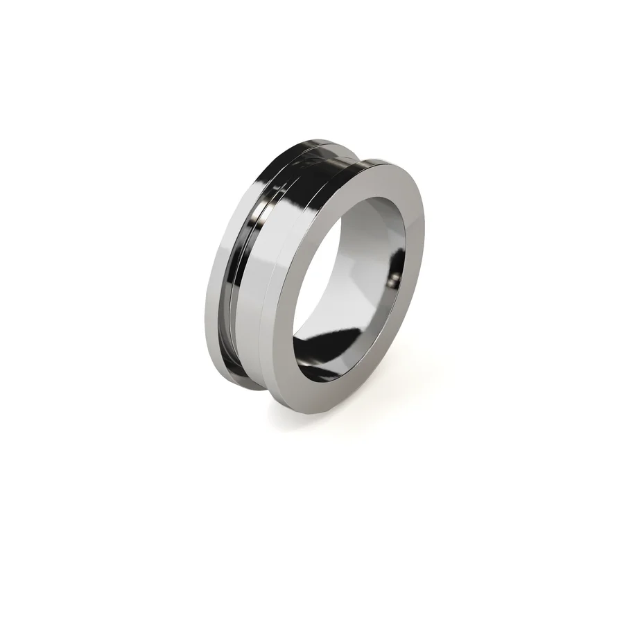 Bullet ring in white gold