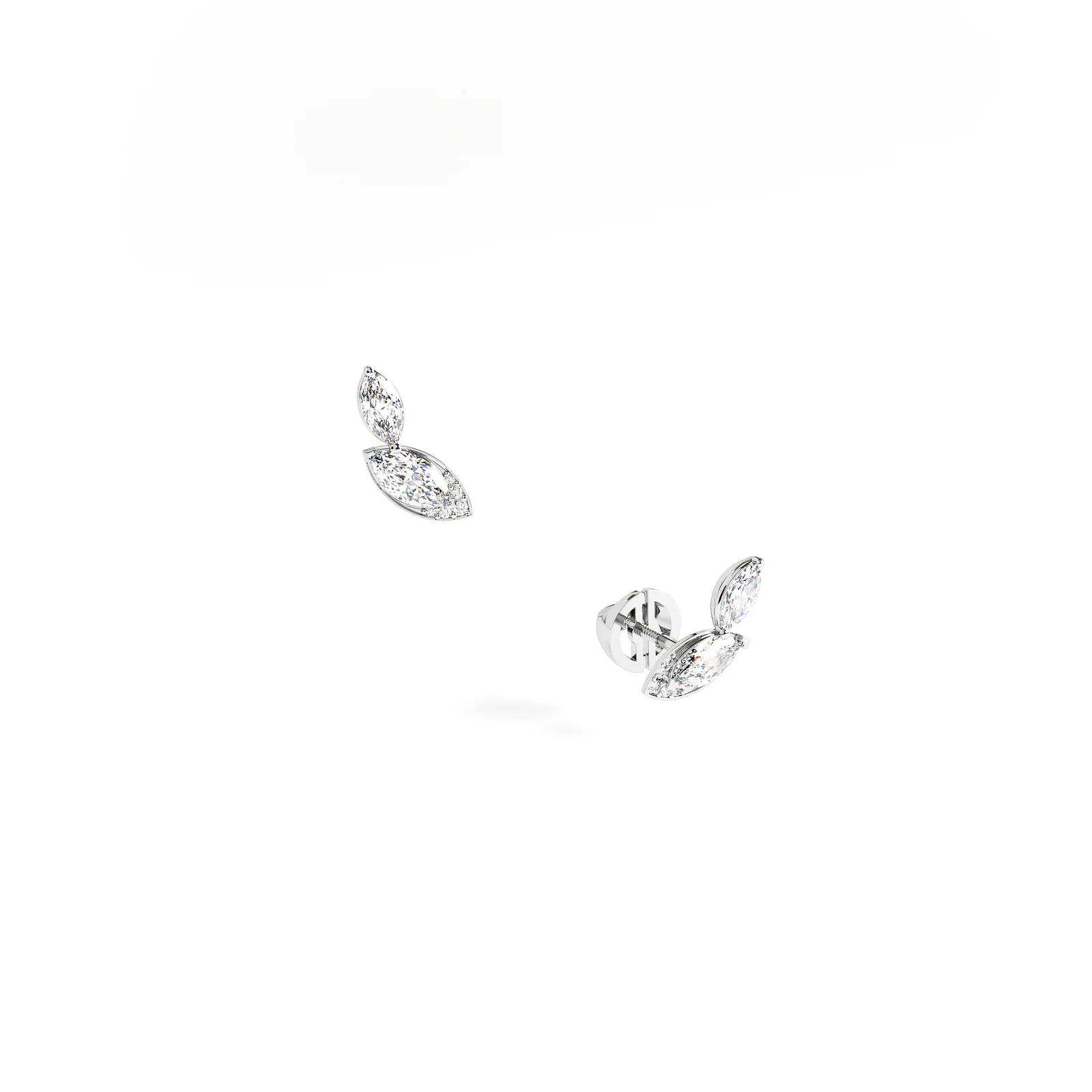 Pusset earrings in white gold with two diamonds image 1