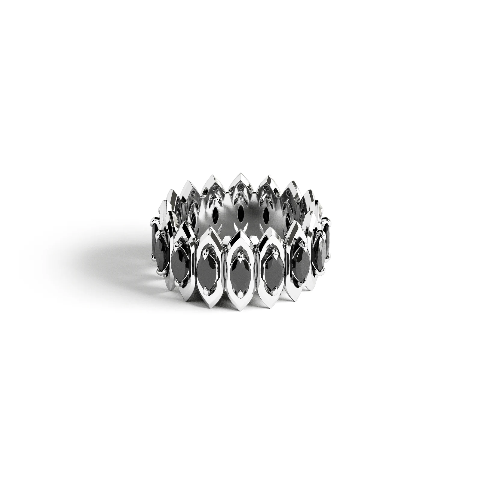 Arc ring in white gold with black diamonds image 1