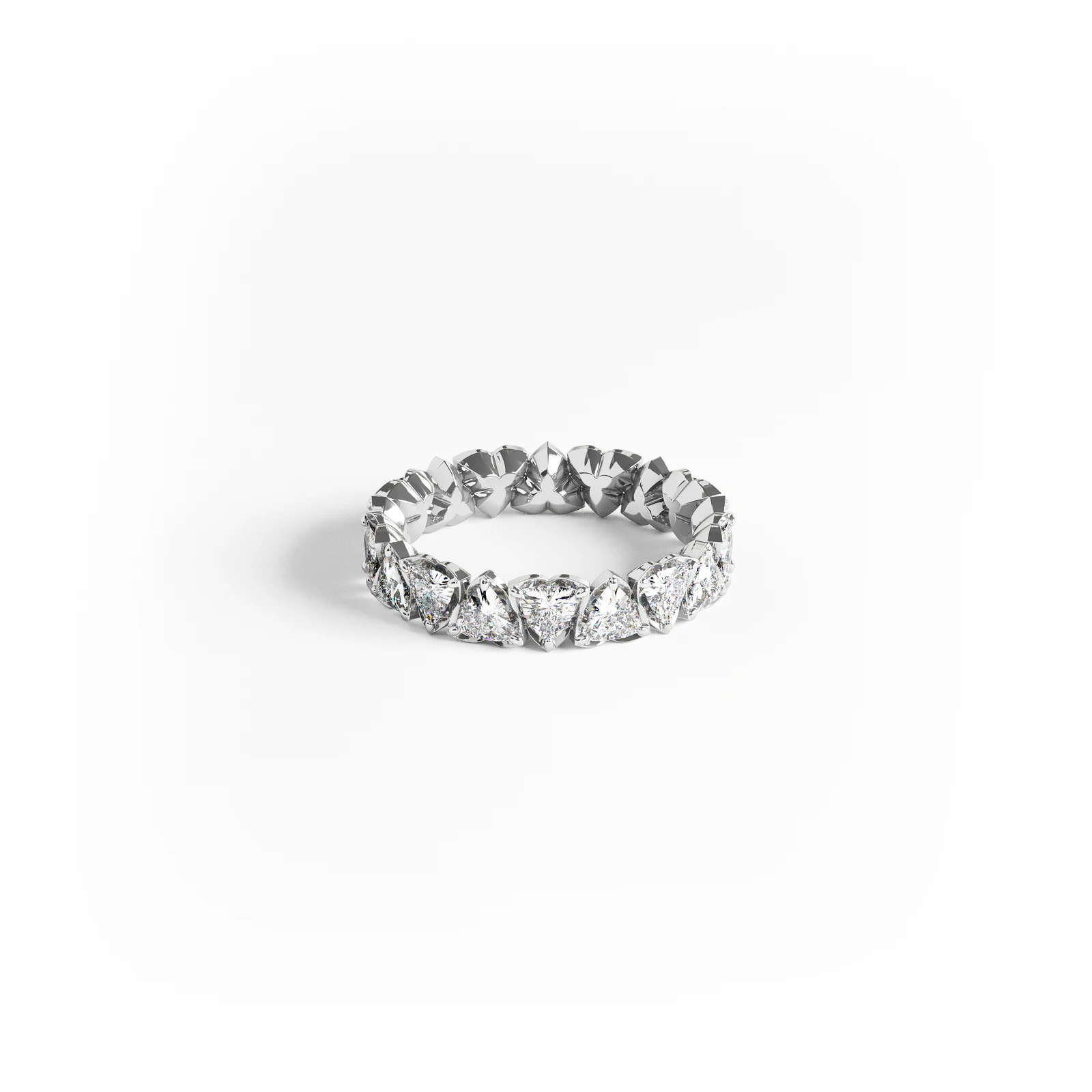 Band Ring in white gold with trillione stones image 1