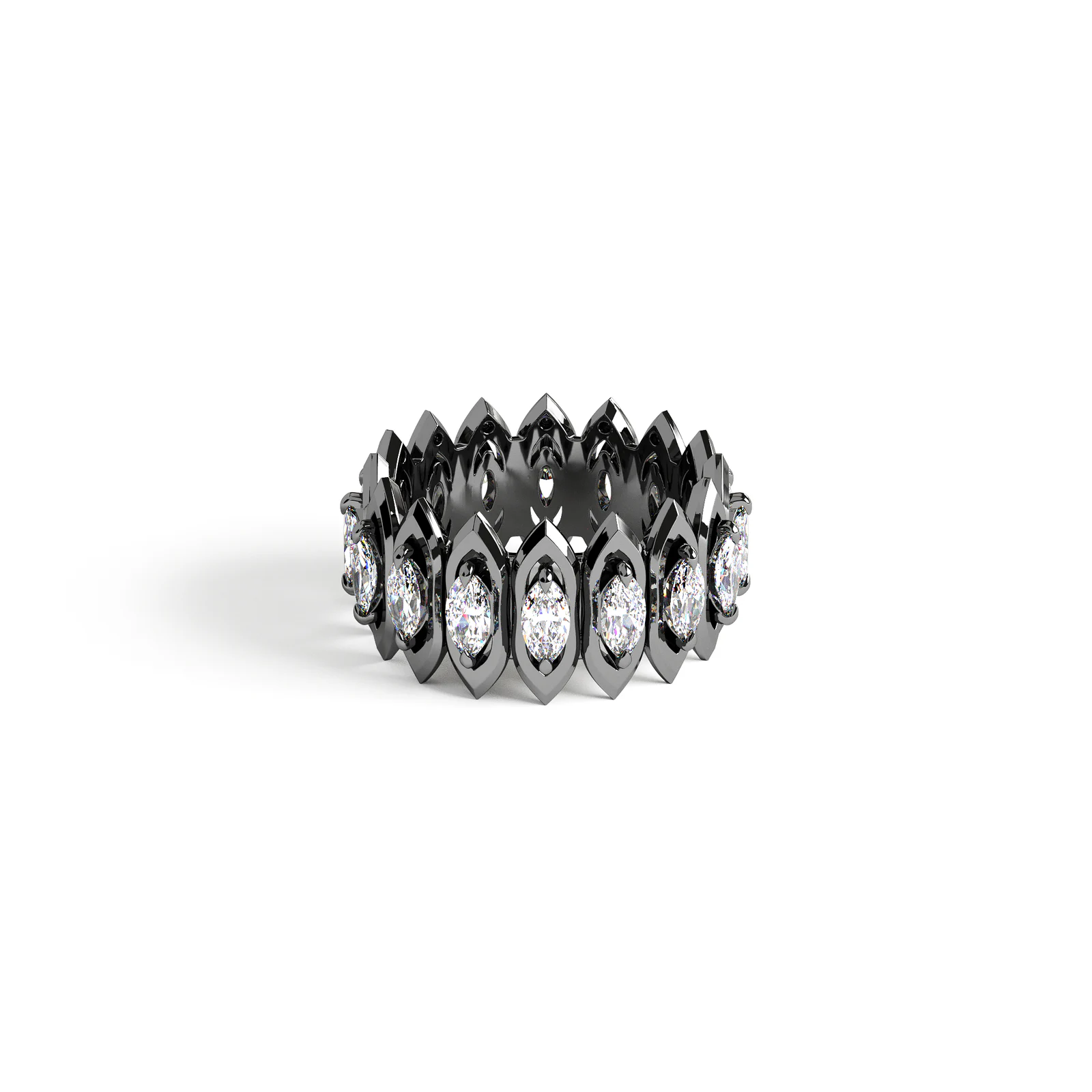 arc ring in black gold with diamonds image 1