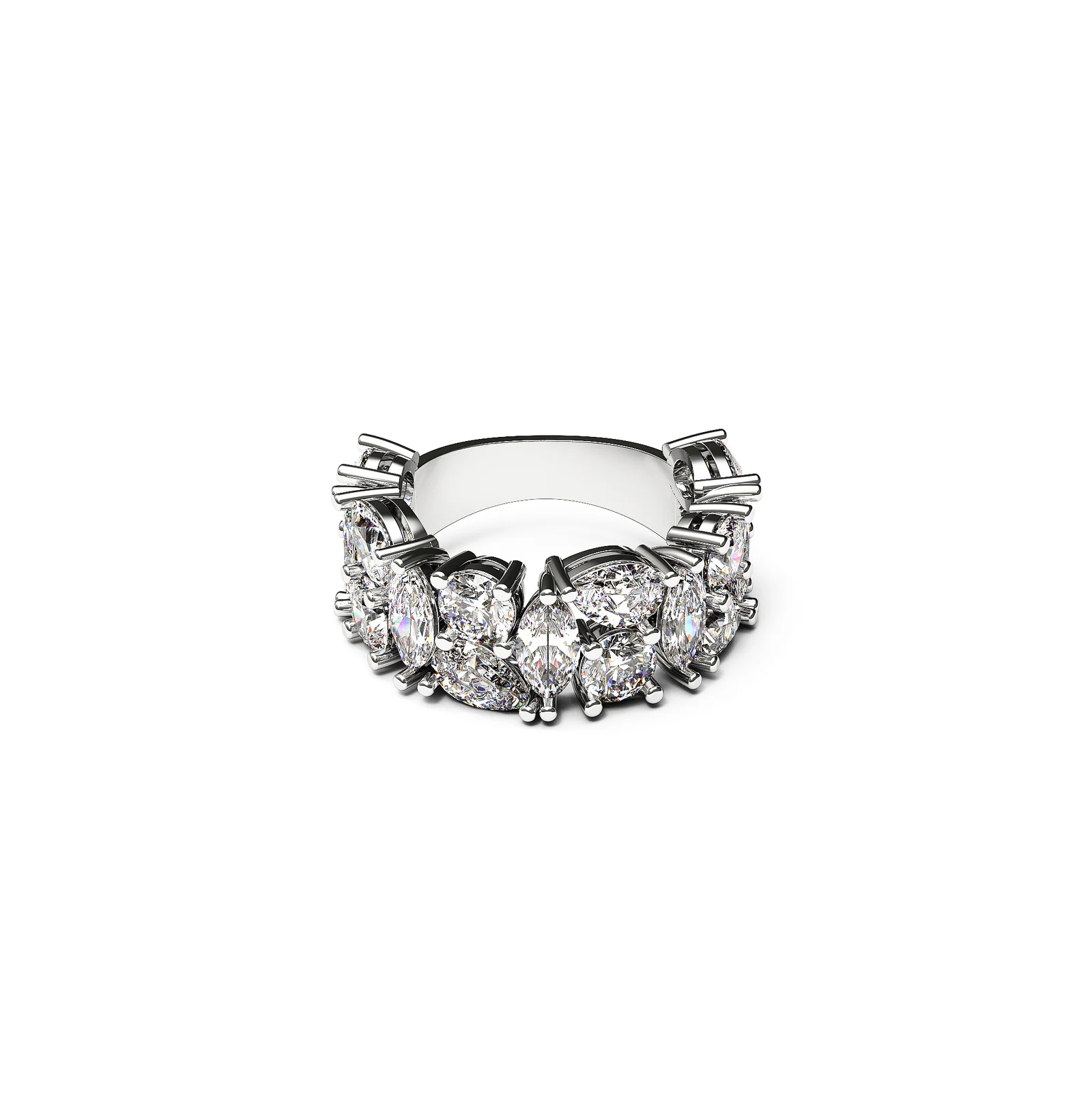 Wide ring in white gold with diamond composition image 1