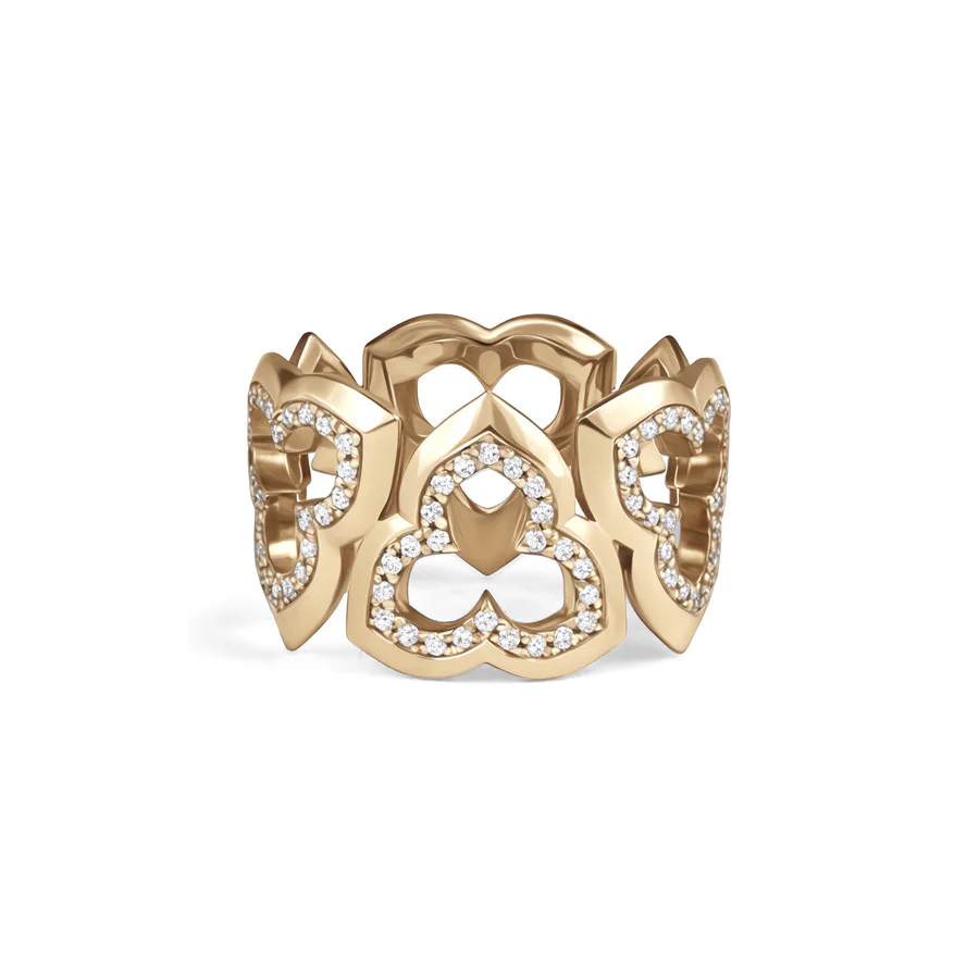 Wide Ring in gold with diamonds