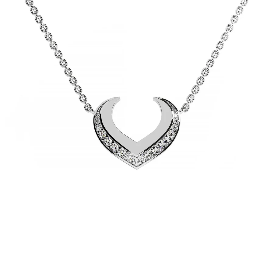 L'arco pendant necklace in white gold with diamonds