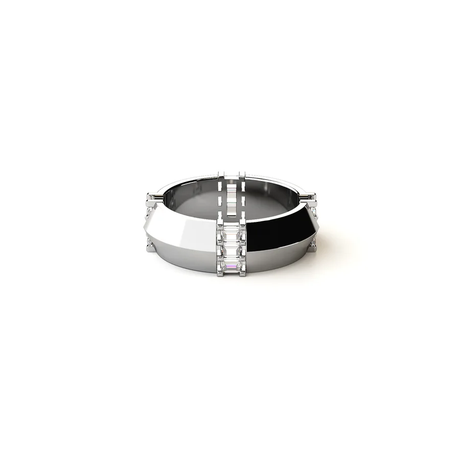 Ring in white gold with cross oriented diamond set