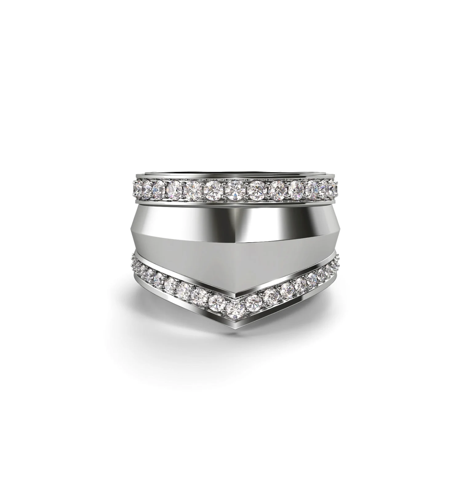 Geometrical ring in white gold with diamonds image 2