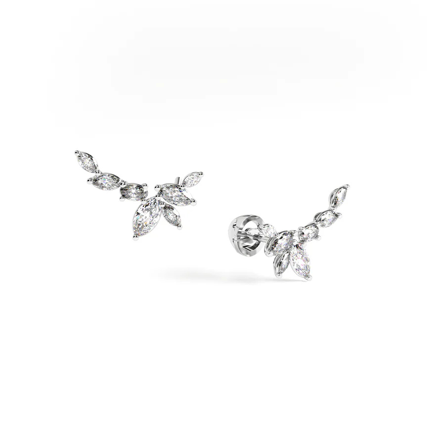 Cuff earrings in white gold with marquise diamonds