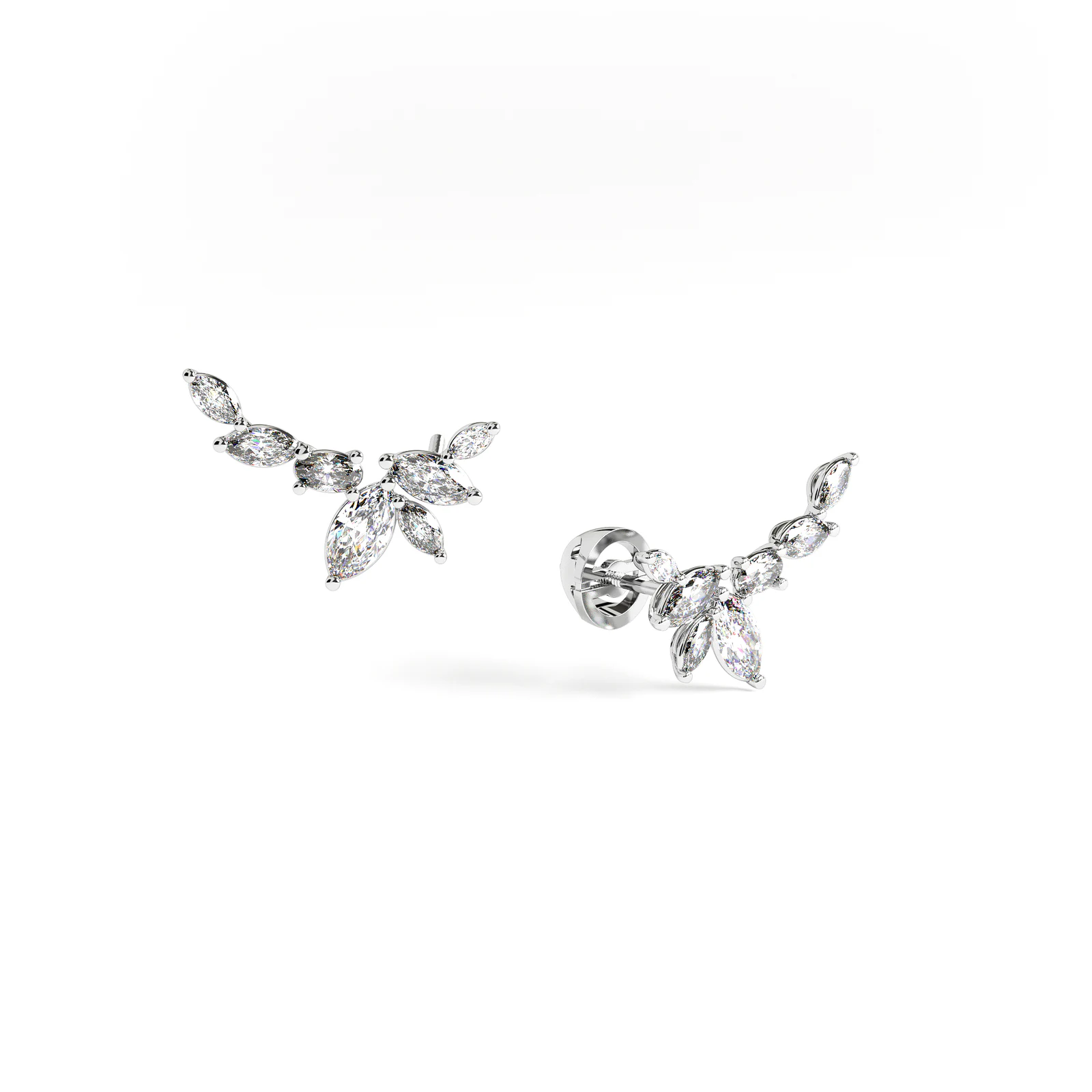Cuff earrings in white gold with marquise diamonds image 1