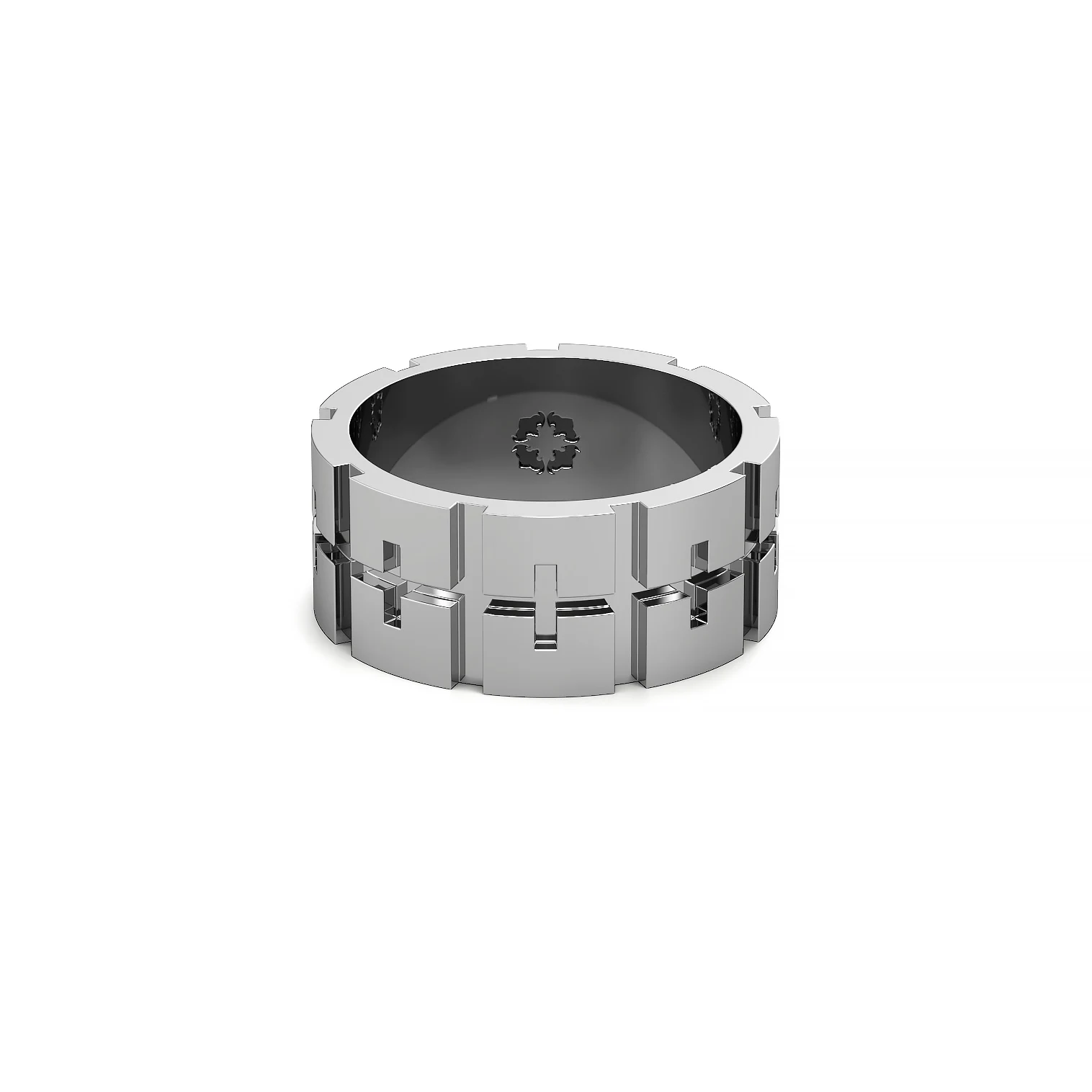 Wide ring in white gold with inverse cross image 1